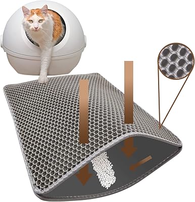 Tapis de litière gris pour bac à litière pour chat, non toxique, de grande taille, résistant à l'urine et imperméable, nid d'abeille double couche anti-trace, sans phtalates, lavable et facile à nettoyer (60 x 45 cm, gris). Diaytar : L'e-commerce généraliste qui met le discount à l'honneur