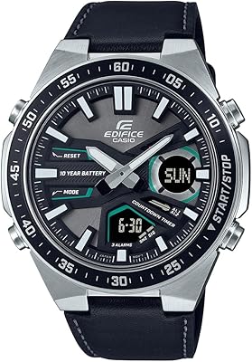 Montre analogique-numérique edifice avec cadran et bracelet noirs pour homme - efv-c110l-1avdf, noir