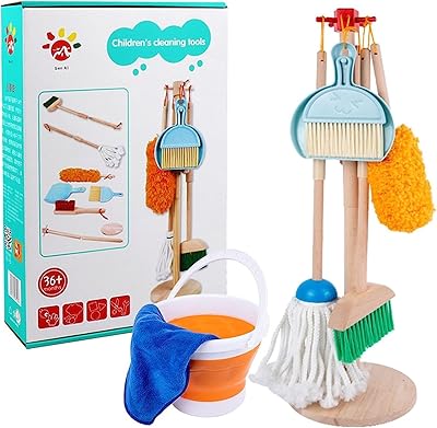 Jouet de nettoyage en bois détachable limos pour enfants, lot de 9 pièces