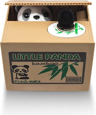 Matney volant une pièce de monnaie panda, tirelire, ours panda parlant en anglais