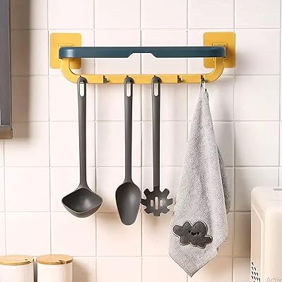 Organisateur de cuisine adhésif, support de rangement de cuisine, porte-ustensiles, cintre de cuisine collant, organisateur d'espace, crochets de suspension murale, crochets de suspension, accessoires de cuisine, (crochet + 7 crochets + 2 adhésifs). Faites des économies avec Diaytar, le leader du e-commerce discount au Sénégal