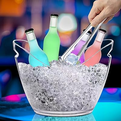 Grand seau à glace homarket en plastique transparent avec pince à glace, idéal