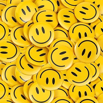 200 pièces épingle à bouton visage sourire heureux rétro boutons à épingler insigne