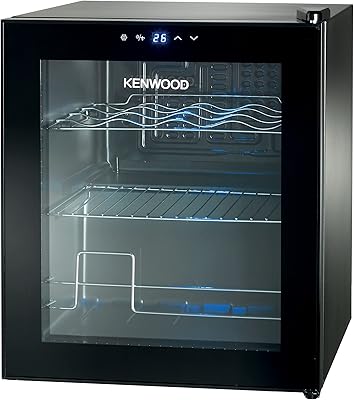 Refroidisseur de boissons kenwood 12 bouteilles avec double porte vitrée, lumière bleue, contrôle