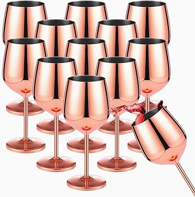12 pièces 18oz verres à vin en acier inoxydable or rose