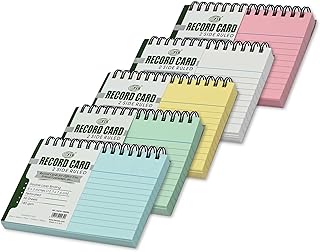 Carte d'enregistrement de règle fis 180 gsm 5 x 3 pouces, anneau à