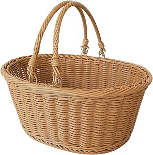 Panier de rangement ovale en imitation rotin, panier de courses, panier de courses