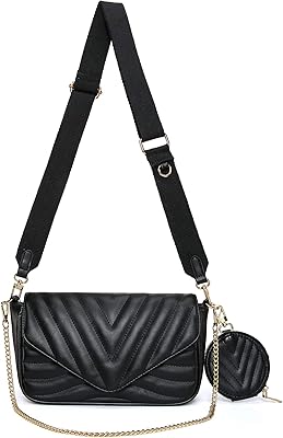Petits sacs bandoulière matelassés pour femme au design élégant et porte-monnaie, dont un sac
