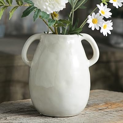 Vase tanficle en céramique blanche avec 2 poignées vase de ferme moderne