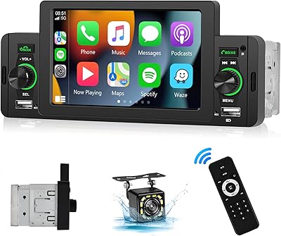 Autoradio mono din avec apple carplay android auto metacer écran tactile