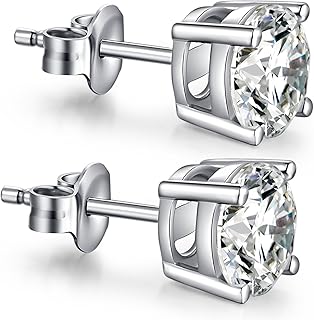 Boucles d'oreilles princess story en argent sterling avec zircone cubique carrée, argent sterling
