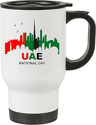 Une tasse de voyage pour célébrer la 51ème fête nationale des émirats arabes unis | flag day (design 7). Redéfinissez vos attentes shopping avec Diaytar