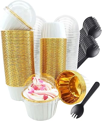 50 pièces de doublures de cupcakes avec couvercles bombés mini moules à pâtisserie