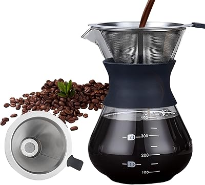 Ensemble de cafetière en verre fao doo, cafetière à verser avec filtre