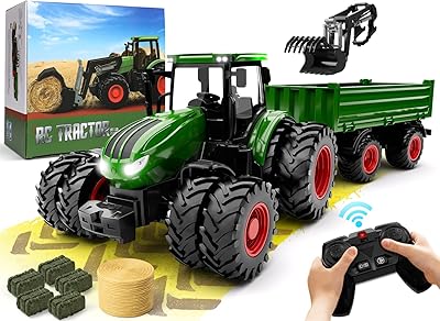 Jouet de tracteur télécommandé, ensemble de tracteur rc pour enfants et chargeur frontal