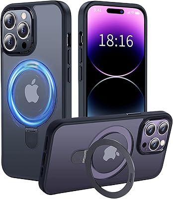 Coque ooshuang iphone 14 pro max avec support magnétique invisible, fine, anti-choc