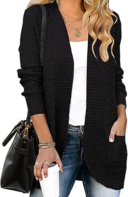 Zesica pull à manches longues ouvert sur le devant en tricot doux