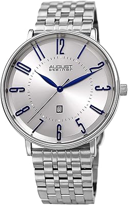 Montre à quartz pour homme, affichage analogique et bracelet en acier inoxydable as8257ss