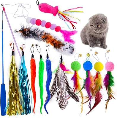 Jouets d'intérieur pour chat mq 2 bâtons rétractables et 12 jouets rechargeables