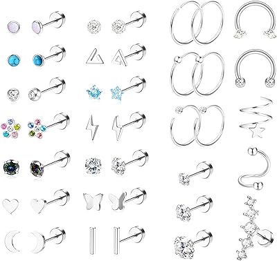 Fibo steel 20g boucles d'oreilles à tige en acier chirurgical pour femmes, paquet