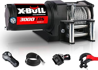 Treuil électrique en fil d'acier x-pole 12v 3000 livres pour remorquage tout-terrain atv/utv