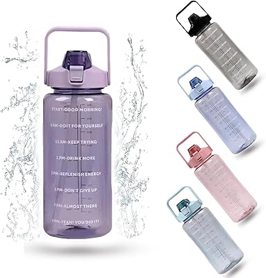 Bouteille d'eau 2l avec paille étanche sans bpa avec marqueurs de temps