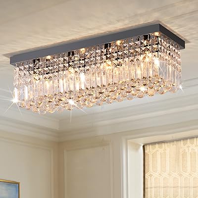 Fine expect lustre rectangulaire en cristal k9 avec 8 lumières lustre de plafond