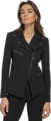 Veste décontractée avec fermeture éclair sur le devant et poches pour femme