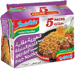 Nouilles aromatisées au bœuf mariné indomie, paquet de 5 x 80 grammes