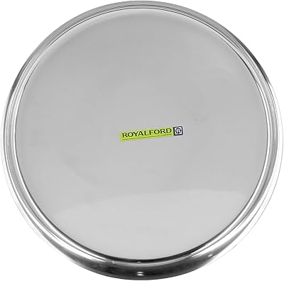 Assiette thali en acier inoxydable royalford, 14 pouces, rf5339, argent