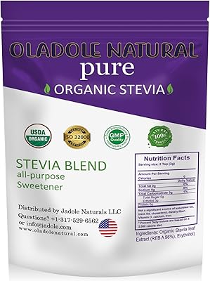 Mélange d'édulcorants naturels biologiques à la stévia oladole, granulés tout usage 200 g