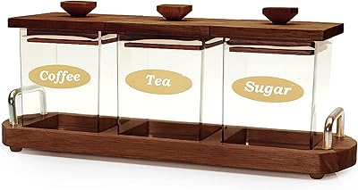 Ensemble de récipients billy avec couvercle en bois et support pour le stockage