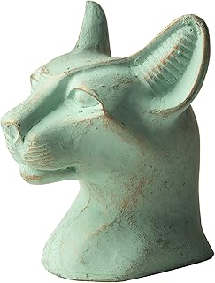 Statue miniature originale discovery imports égyptiens - finition patinée - déesse chat bastet