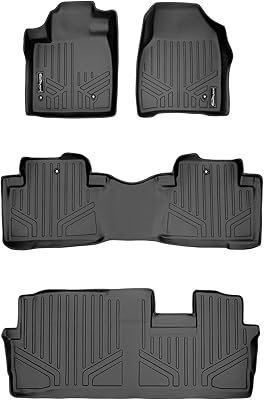 Ensemble de tapis de sol maxfloormat 3 rangées en noir pour honda pilot