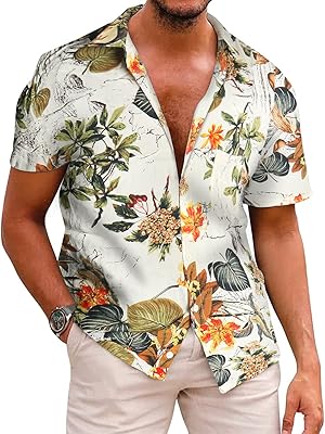 Chemise hawaïenne pour hommes, chemise de plage d'été à motif floral, chemise boutonnée à manches courtes pour hommes. Simplifiez vos achats avec Diaytar, le e-commerce nouvelle génération