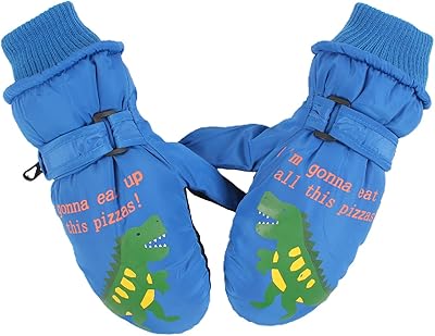 Gants de ski pour enfants pour petits garçons, gants d'hiver dinosaures pour petites