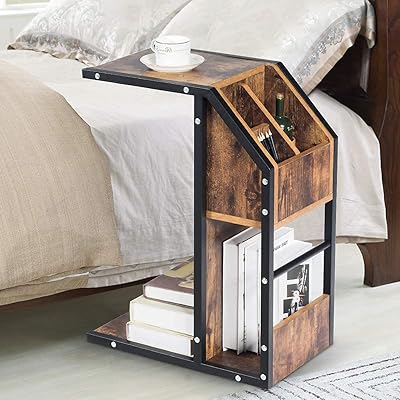 Table d'appoint de canapé industriel forned, table lumineuse en forme de c