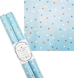 Party time 2 pièces. ensemble de papier d'emballage cadeau coeur bleu pour tous