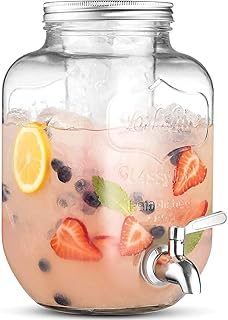 Distributeur de boissons en verre de 8 l avec robinet en acier inoxydable