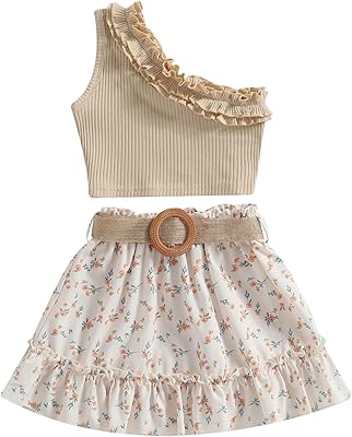 Ensemble de vêtements d'été pour bébé fille avec motif floral à volants