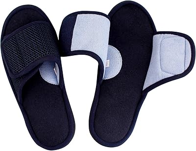 Walkfun pantoufles de maison réglables pour hommes, bout ouvert, sandales d'intérieur respirantes à