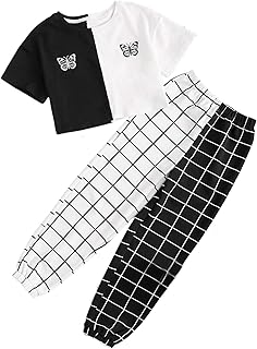 Ensemble de vêtements deux pièces pour filles, joli haut court et pantalon papillon