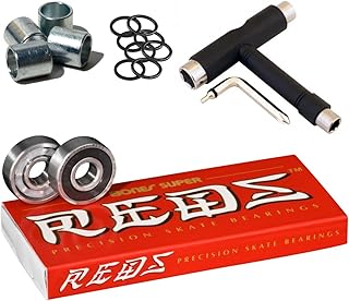 Roulements bones super reds, jeu de 8 pièces avec entretoises, anneaux rapides