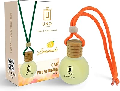 Désodorisant pour voiture uno aroma lemonade avec parfum d'huiles essentielles dans une bouteille