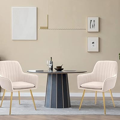 Ensemble de chaises en tissu velours au design moderne pour salon, salle à manger, salon, club d'invités, lot de 2, beige. Faites-vous plaisir sans culpabiliser avec Diaytar