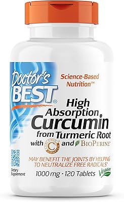 Curcumine de racine de curcuma avec curcumine c3 et biopérine 1000 mg 120