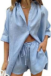 Ensemble de vêtements deux pièces pour femmes chemises et shorts à