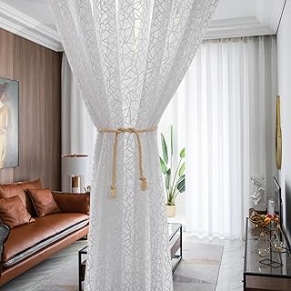 Rideaux en tulle en mousseline de soie de couleur unie pour salon cuisine