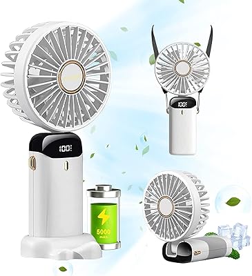 Mini ventilateur portatif silencieux pour fenêtre, 5 000 mah, rechargeable par usb, fonctionne