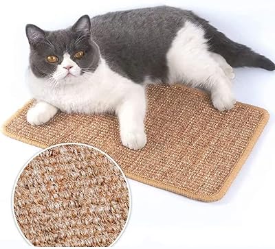 Tapis griffoir en sisal pour chats d'intérieur avec points adhésifs tissu naturel